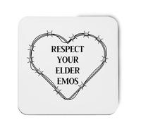Hippowarehouse Respect your elder emos printed coaster gloss finish durable backing 9cm x 9cm 2 pack