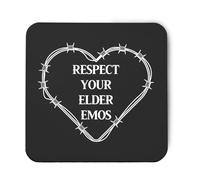 Hippowarehouse Respect your elder emos printed coaster gloss finish durable backing 9cm x 9cm 2 pack