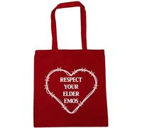 Hippowarehouse Respect your elder emos Tote Shopping Gym Beach Bag 42cm x38cm, 10 litres