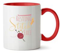 Hippowarehouse Resting Stitch Face Printed Mug Various Colour Options Ceramic Cup Kitchenware 11oz