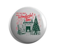 Hippowarehouse Retro Christmas Cosy by the Fire Its the Most Wonderful Time Badge Various Sizes 38mm 50mm 75mm