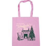 Hippowarehouse Retro Christmas Cosy by the Fire Its the Most Wonderful Time Tote Shopping Gym Beach Bag 42cm x38cm, 10 litres