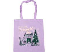 Hippowarehouse Retro Christmas Cosy by the Fire Its the Most Wonderful Time Tote Shopping Gym Beach Bag 42cm x38cm, 10 litres