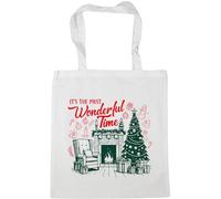 Hippowarehouse Retro Christmas Cosy by the Fire Its the Most Wonderful Time Tote Shopping Gym Beach Bag 42cm x38cm, 10 litres