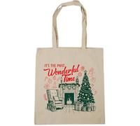 Hippowarehouse Retro Christmas Cosy by the Fire Its the Most Wonderful Time Tote Shopping Gym Beach Bag 42cm x38cm, 10 litres