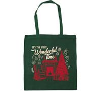 Hippowarehouse Retro Christmas Cosy by the Fire Its the Most Wonderful Time Tote Shopping Gym Beach Bag 42cm x38cm, 10 litres