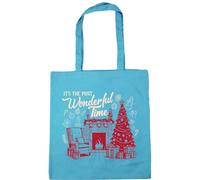 Hippowarehouse Retro Christmas Cosy by the Fire Its the Most Wonderful Time Tote Shopping Gym Beach Bag 42cm x38cm, 10 litres