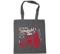 Hippowarehouse Retro Christmas Cosy by the Fire Its the Most Wonderful Time Tote Shopping Gym Beach Bag 42cm x38cm, 10 litres