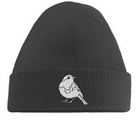 Hippowarehouse Robin Embroidered Beanie Hat Grey
