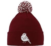 Hippowarehouse Robin Embroidered Beanie Hat with Bobble Maroon