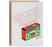 Hippowarehouse Rockin' Robin Radio Personalised Card A5 with envelope for him for her Funny Cards for Men and Women Blank inside option