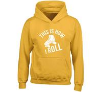 Hippowarehouse Roller Skates This is How I roll Kids Unisex Hoodie Hooded top Gold