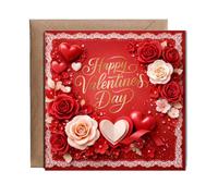 Hippowarehouse Romantic Valentines Day Card for Girlfriend or Wife 2D Elegant Floral Roses Personalised Card. 15cm x 15cm with envelope for him for her Funny Cards for Men and Women Blank inside