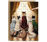 Hippowarehouse Royal cats playing Personalised Card A6 with envelope for him for her Funny Cards for Men and Women Blank inside option