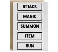 Hippowarehouse RPG menu attack magic summon item run Birthday Card A5 Personalised with envelope for him for her Funny Cards for Men and Women Blank inside option