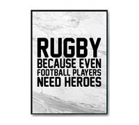 Hippowarehouse Rugby Because Even Football Players Need Heroes Printed Poster A3 Wall Art Design Classroom Room Gym Office Décor