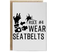 Hippowarehouse Rule #4 Wear Seatbelts Zombie Hand Personalised Card A6 with envelope for him for her Funny Cards for Men and Women Blank inside option
