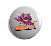 Hippowarehouse Samurai Cat Slicing Bread Badge Various Sizes 38mm 50mm 75mm