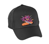 Hippowarehouse Samurai Cat Slicing Bread Premium Printed 5 Panel Baseball Cap hat OneSize Adults Black