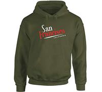 Hippowarehouse San Francisco Unisex Hoodie Hooded top (Specific Size Guide in Description) Olive Green