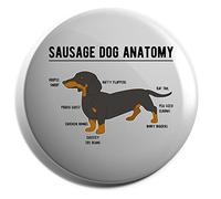 Hippowarehouse Sausage Dog Anatomy - Dachshund Badge Various Sizes 38mm 50mm 75mm