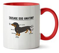Hippowarehouse Sausage Dog Anatomy - Dachshund Printed Mug Various Colour Options Ceramic Cup Kitchenware 11oz
