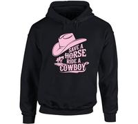 Hippowarehouse Save a horse, ride a cowboy #2 unisex Hoodie hooded top Large adult Black