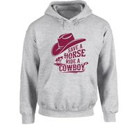 Hippowarehouse Save a horse, ride a cowboy #2 unisex Hoodie hooded top XL adult Grey
