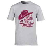 Hippowarehouse Save a Horse, Ride a Cowboy #2 Unisex Short Sleeve t-Shirt XL Adult Grey