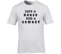 Hippowarehouse Save a Horse Ride a Cowboy Unisex Short Sleeve t-Shirt (Specific Size Guide in Description) White