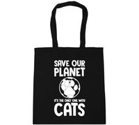 Hippowarehouse Save our planet It's the only one with cats Tote Shopping Gym Beach Bag 42cm x38cm, 10 litres