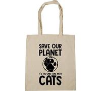 Hippowarehouse Save our planet It's the only one with cats Tote Shopping Gym Beach Bag 42cm x38cm, 10 litres