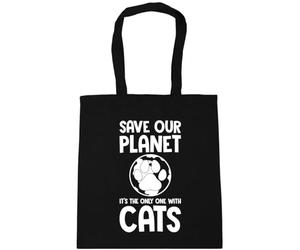 Hippowarehouse Save our planet It's the only one with cats Tote Shopping Gym Beach Bag 42cm x38cm, 10 litres