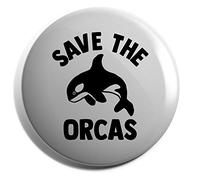 Hippowarehouse Save The Orcas Badge Pin 25mm