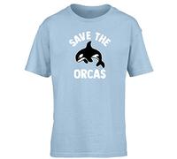 Hippowarehouse Save The Orcas Kids Children's Short Sleeve t-Shirt Light Blue