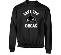 Hippowarehouse Save The Orcas kids children's unisex jumper sweatshirt pullover Black