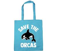 Hippowarehouse Save The Orcas Tote Shopping Gym Beach Bag 42cm x38cm, 10 litres