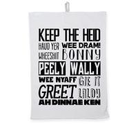 Hippowarehouse Scottish sayings Tea Towel Eco Printed Dish Cloth Kitchen accessory 50cmx70cm 100% Cotton