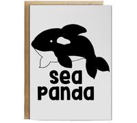 Hippowarehouse Sea panda whale Birthday Card A5 Personalised with envelope for him for her Funny Cards for Men and Women Blank inside option