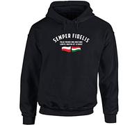 Hippowarehouse Semper Fidelis Polak Wegier dwa bratanki (Always Faithful Polish Hungarian Brothers) Unisex Hoodie Hooded top (Specific Size Guide in Description) Black