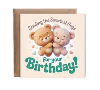 Hippowarehouse Sending The Sweetest Hugs For Your Birthday! Personalised Card. 15cm x 15cm with envelope for him for her Funny Cards for Men and Women Blank inside option