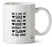 Hippowarehouse She is Half My Soul and Half My Heart Without My Twin I'd Fall Apart Printed Mug Cup Ceramic 10oz