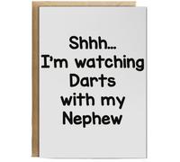 Hippowarehouse Shhh? I'm Watching Darts with My Nephew Birthday Card A5 Personalised with envelope for him for her Funny Cards for Men and Women Blank inside option