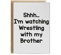 Hippowarehouse Shhh? I'm Watching Wrestling with My Brother Birthday Card A5 Personalised with envelope for him for her Funny Cards for Men and Women Blank inside option
