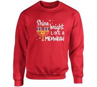 Hippowarehouse Shine bright like a Menorah unisex jumper sweatshirt pullover Large adult Red