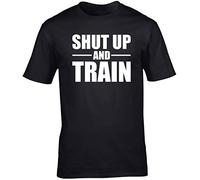 Hippowarehouse Shut Up and Train Unisex Short Sleeve t-Shirt (Specific Size Guide in Description) Black