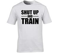 Hippowarehouse Shut Up and Train Unisex Short Sleeve t-Shirt (Specific Size Guide in Description) White