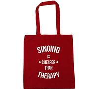 Hippowarehouse Singing Is Cheaper Than Therapy Tote Shopping Gym Beach Bag 42cm x38cm, 10 litres
