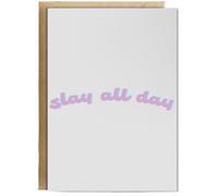 Hippowarehouse Slay all day Birthday Card A5 Personalised with envelope for him for her Funny Cards for Men and Women Blank inside option