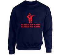 Hippowarehouse Sleigh My Name Sleigh My Name Christmas Unisex Jumper Sweatshirt Pullover (Specific Size Guide in Description) Navy Blue